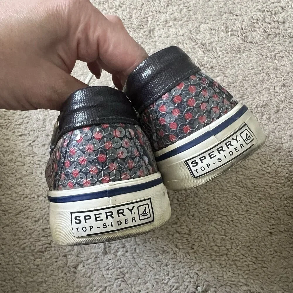 Sperry Top-Sider Size 7 Navy Red Sequin Dot Comfort Shoes